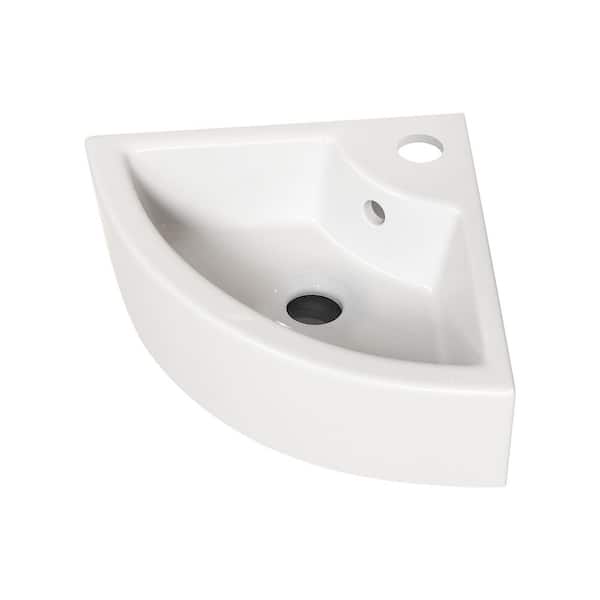 LUXSHERY 17.13 in Wall-Mounted Triangle Corner Bathroom Sink in