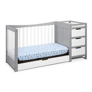 Remi Pebble Gray/White 4-in-1-Convertible Crib and Changer