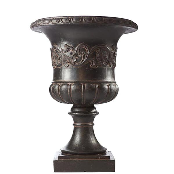 Home Decorators Collection 30 in. H x 22.5 in. Dia Aged Charcoal Grecian Fiberglass Urn Planter