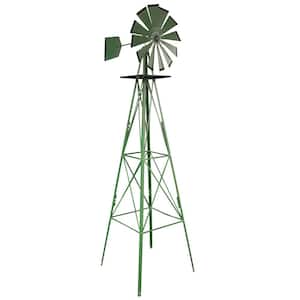 8 ft. Green Steel Classic Decorative Windmill