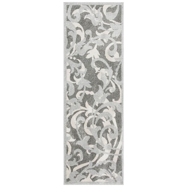 SAFAVIEH Amherst Gray/Light Gray 2 ft. x 7 ft. Border Runner Rug