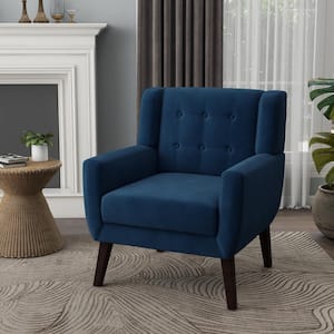 Royal Blue Velvet Upholstery Arm Chair (Set of 1)