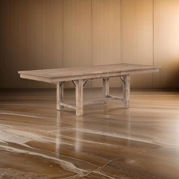 Benjara 102.5 in. Brown Wood Trestle Dining Table Seating 8