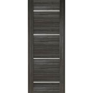 32 in. x 80 in. Nika Gray Oak Finished with Frosted Glass Solid Core Wood Composite Interior Door Slab No Bore