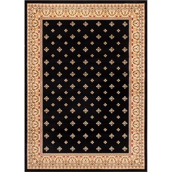 Barclay Hudson Terrace Black 2 ft. x 4 ft. Traditional Border Area Rug