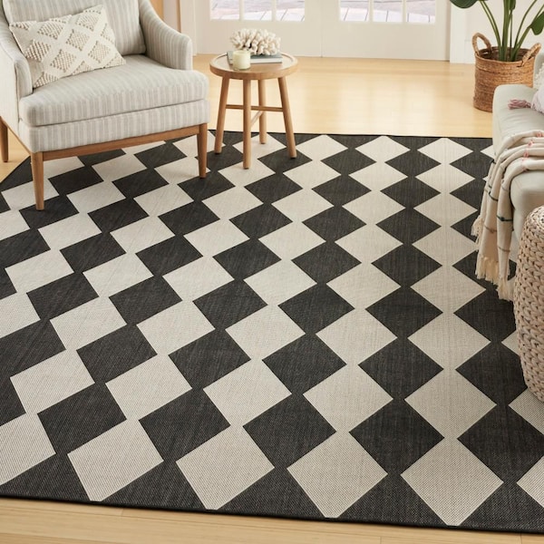 Positano Black 5 ft. x 7 ft. Diamond Contemporary Area Rug
