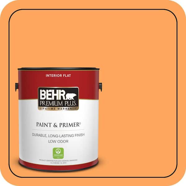 BEHR PREMIUM PLUS 1 gal. #270B-5 Melon Flat Low Odor Interior Paint & Primer