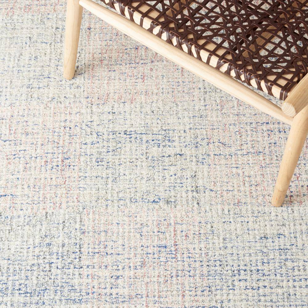 Blue and Ivory Hand-Tufted Wool 8' x 10' Area Rug