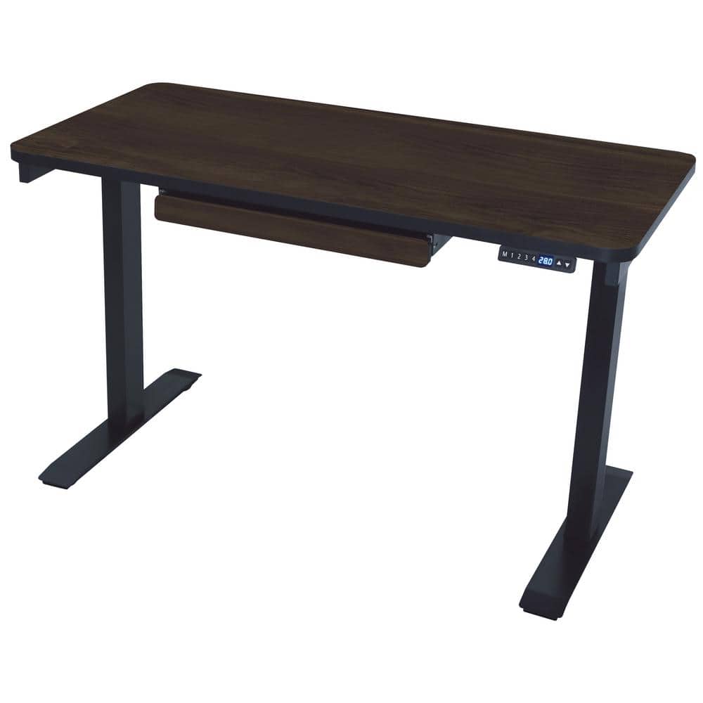 Gray Adjustable Height Desk with Drawer and USB Port