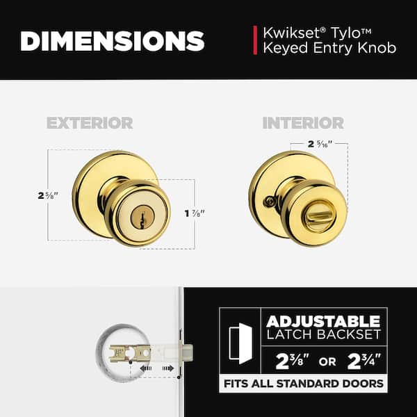 Kwikset Tylo Polished Brass Keyed Entry Door Knob Featuring
