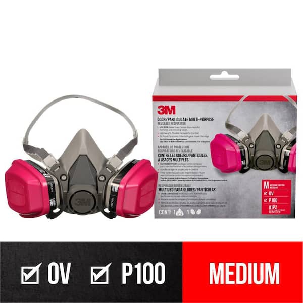 OV/P100 Odor/Particulate Multipurpose Reusable Respirator, 1 Facepiece and 1 pair of 60921 Cartridge/Filter
