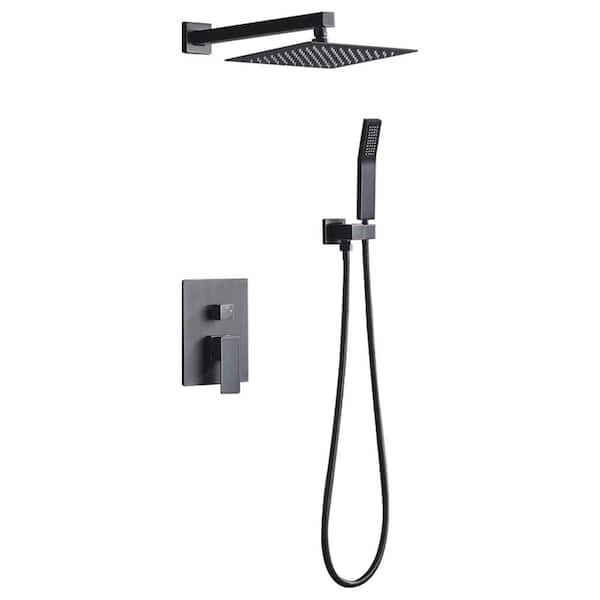 1-Spray Patterns 9.8 in. Wall Mount Dual Fixed and Handheld Shower Head with 1.8 GPM in Oil-Rubbed Bronze