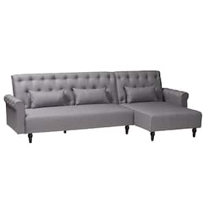 Chesterfield 104.5 in. Slate Grey Fabric Twin Size Sofa Bed