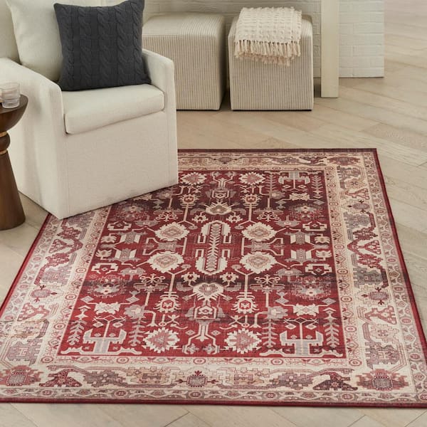 Vintage Home Red 5 ft. x 7 ft. Medallion Traditional Area Rug