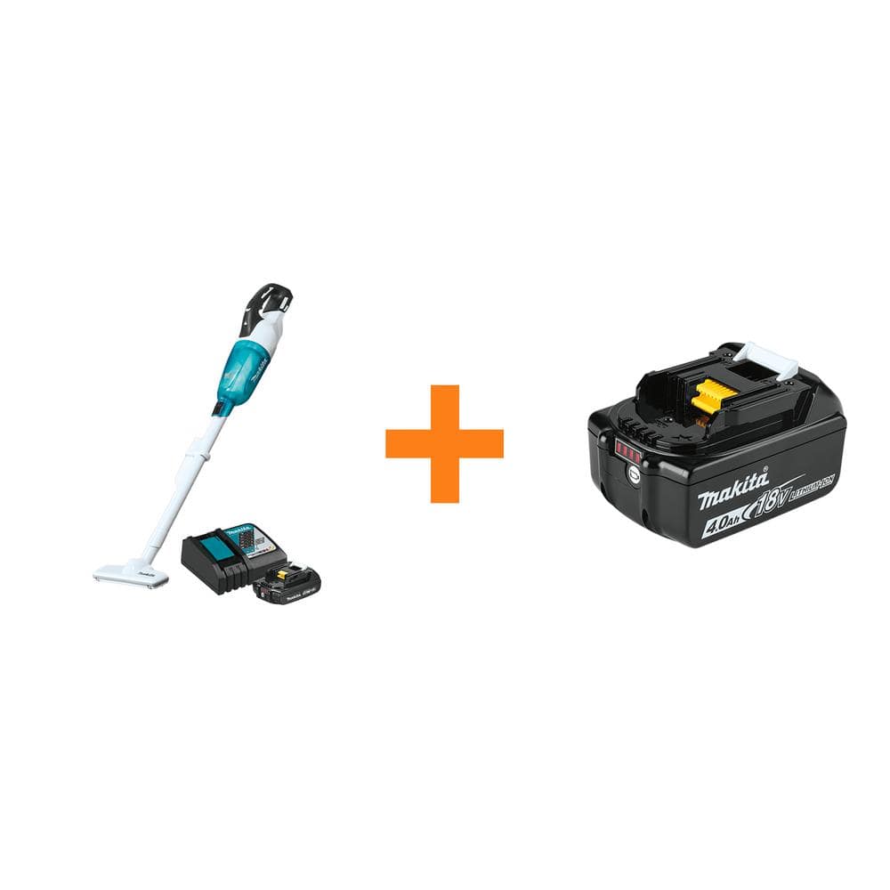 18-Volt LXT Lithium-ion Compact Handheld Brushless Cordless Vacuum Kit, 2.0Ah w/ bonus 18V 4.0Ah LXT Lithium-Ion Battery -  Makita, XLC03R1WX4BL184