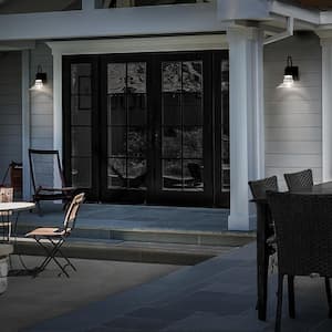 Nantucket 14 in. Black Indoor and Outdoor Hardwired Wall Light 3000K LED