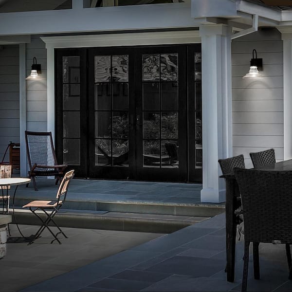 Nantucket 14 in. Black Indoor and Outdoor Hardwired Wall Light 3000K LED