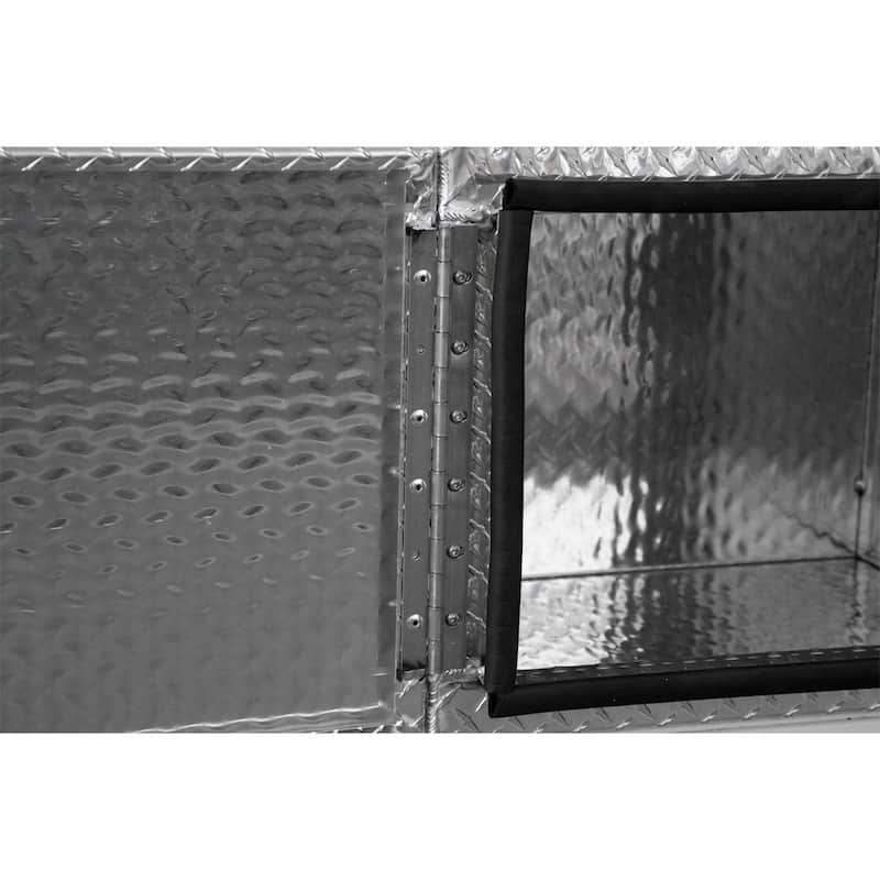 18 in. x 18 in. x 24 in. Diamond Plate Tread Aluminum Underbody Truck Tool Box with Barn Door