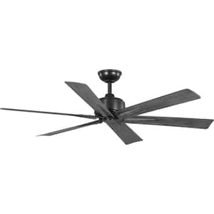 Brazas 56 in. Indoor/Outdoor Matte Black Transitional Ceiling Fan with Remote Included for Living Room