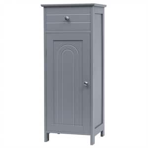 14 in. W x 12 in. D x 34.5 in. H Gray Freestanding Bathroom Linen Cabinet Floor Cabinet with Cupboard and Drawer