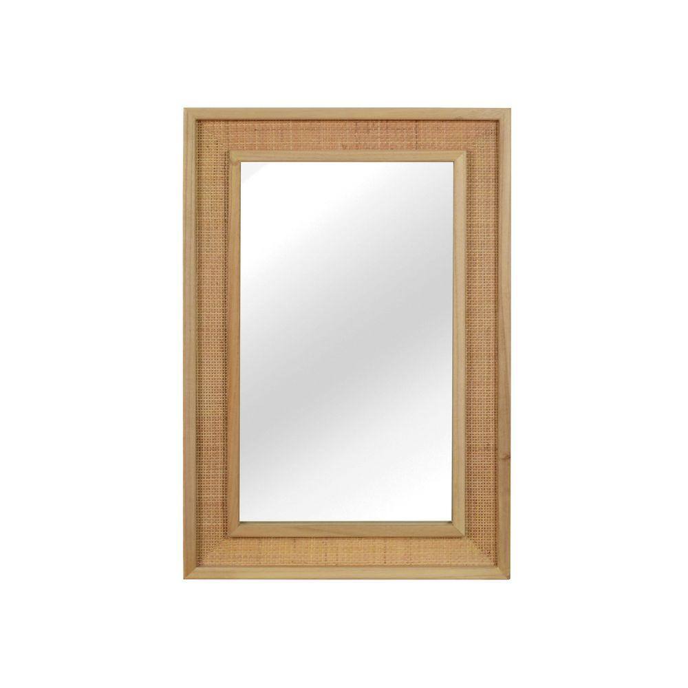 Natura 24 in W x 36 in. H Rectangle Rattan woven Wood Framed Mirror WD ...