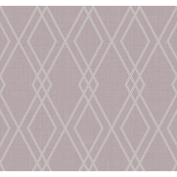 Seabrook Designs 60.75 sq. ft. Lilac Haze and Metallic Chrome Dorsey Diamond Geometric Unpasted Paper Wallpaper Roll