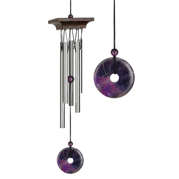 WOODSTOCK CHIMES Signature Collection, Woodstock Amethyst Chime, Mini 13 in. Silver Wind Chime WYBRMINI