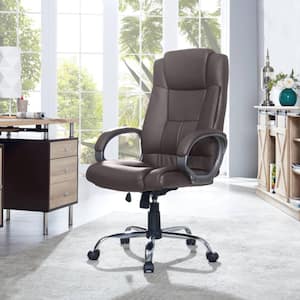 Faux Leather Adjustable Height High Back Executive Premium Office Chair in Brown