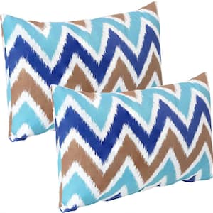 20 in. Chevron Bliss Outdoor Lumbar Throw Pillow Covers (Set of 2)