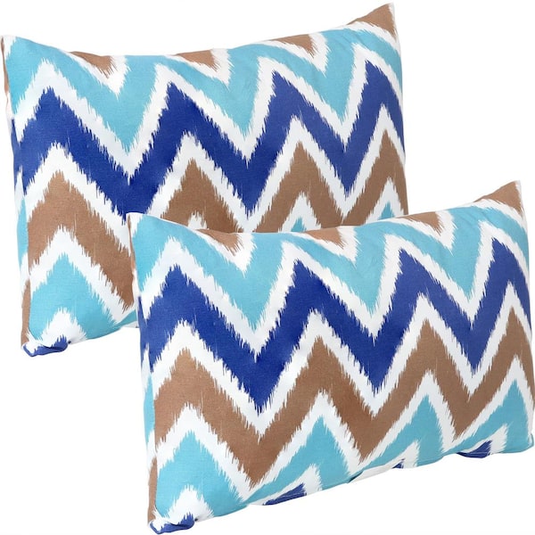 Sunnydaze 20 in. Chevron Bliss Outdoor Lumbar Throw Pillow Covers (Set of 2)