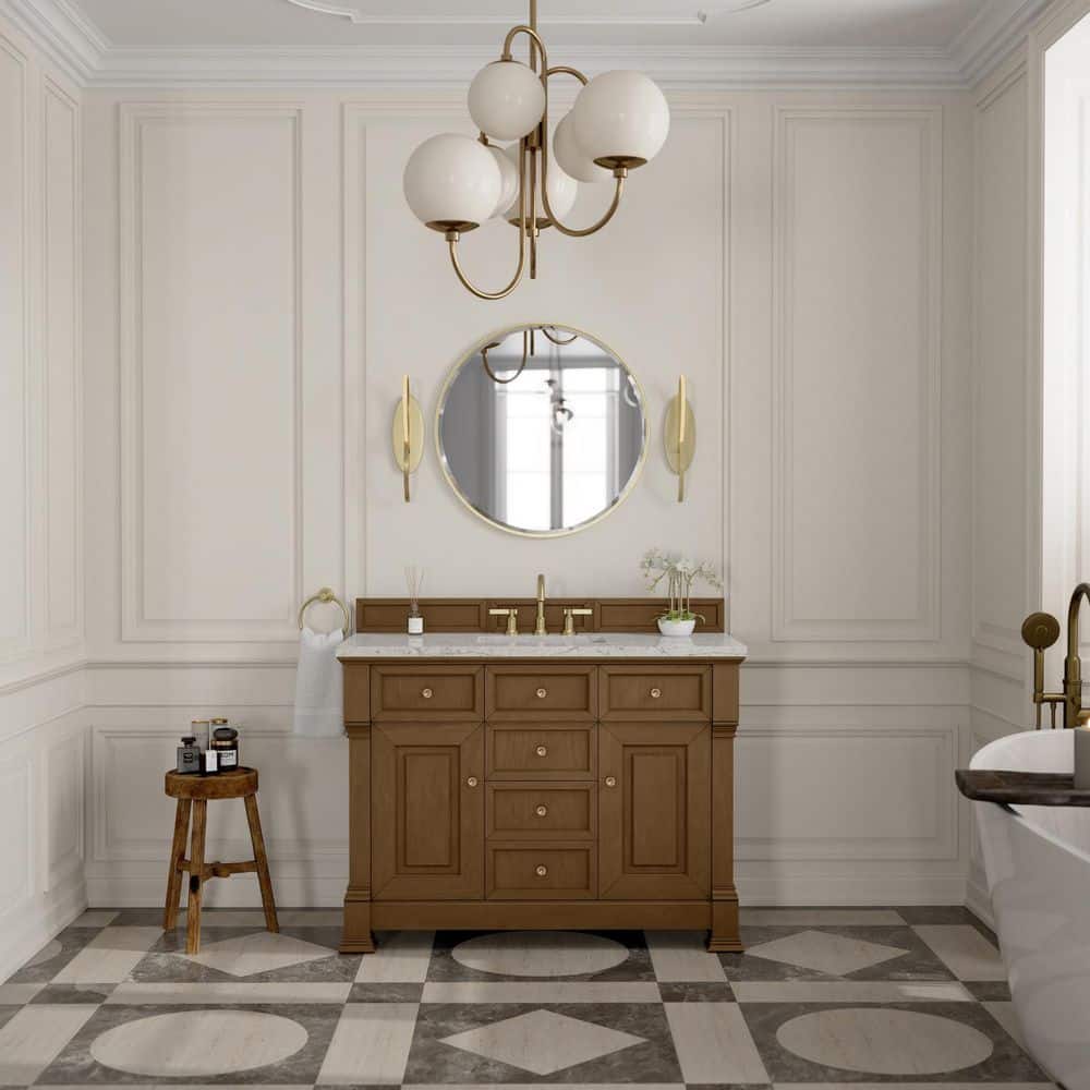 Brookfield 48.0 in. Single Bath Vanity in Honey Oak with Wireless Charging Eternal Jasmine Pearl Quartz Top price history on PriceWatchPro