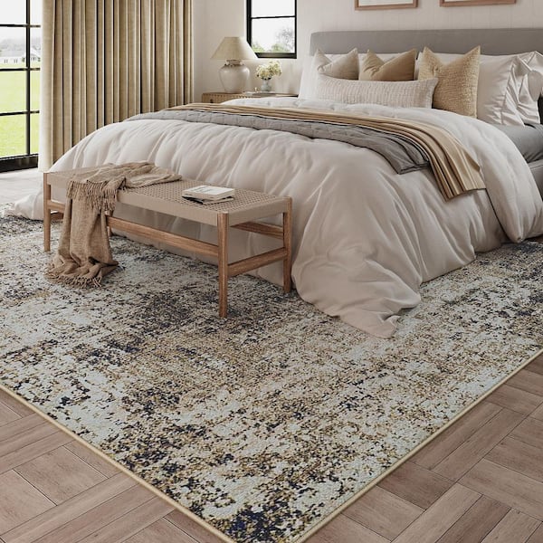 Mist Brown 5 ft. x 7 ft. Modern Abstract Area Rug