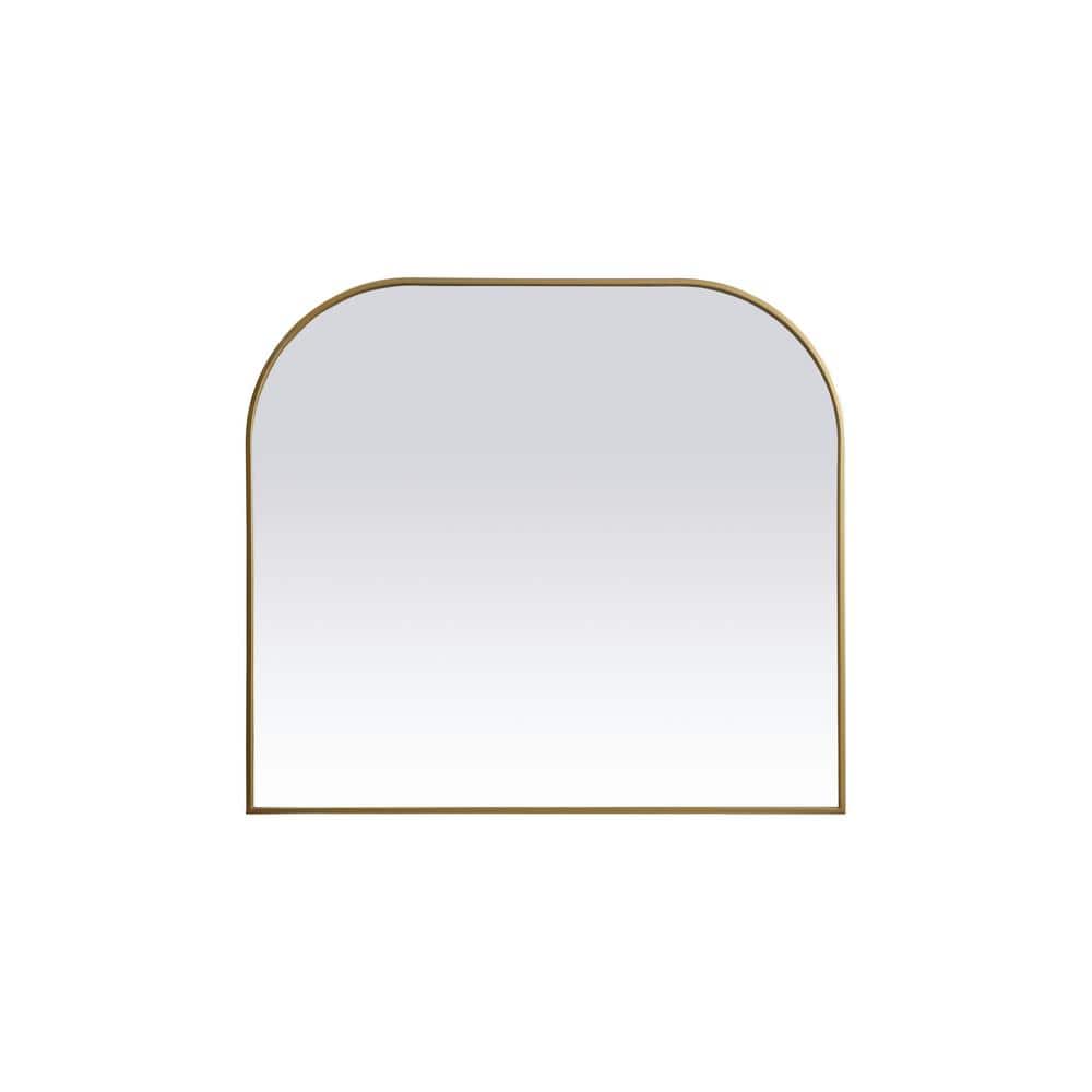 Simply Living 42 in. W x 38 in. H Arch Metal Framed Brass Mirror