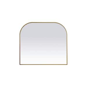 Simply Living 38 in. W x 42 in. H Arch Metal Framed Brass Mirror