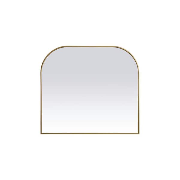 Unbranded Simply Living 42 in. W x 38 in. H Arch Metal Framed Brass Mirror