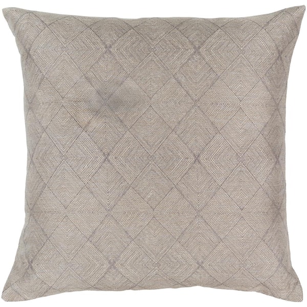 Livabliss Tethys Silver Solid Polyester 18 in. x 18 in. Throw Pillow