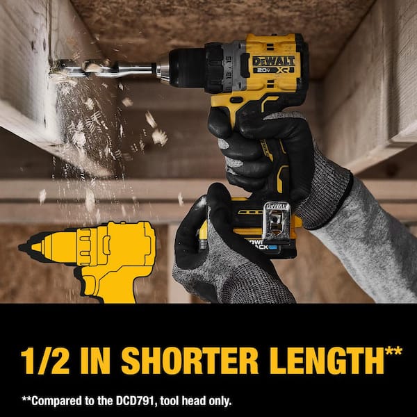 DEWALT 20V MAX XR Lithium-Ion Cordless Compact 1/2 in. Drill/Driver Kit, 20V Battery, and DCD800P1 - The Home Depot