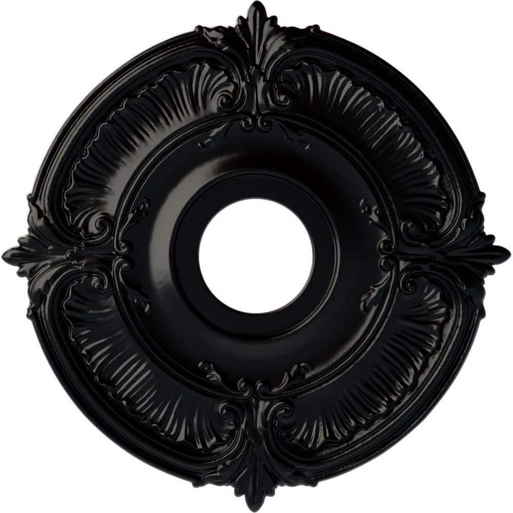 Jet Black Hand-Painted Urethane Ceiling Medallion, 18"