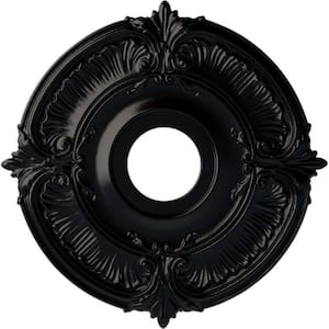 18" x 4" I.D. x 5/8" Attica Urethane Ceiling Medallion (Fits Canopies upto 5"), Hand-Painted Jet Black