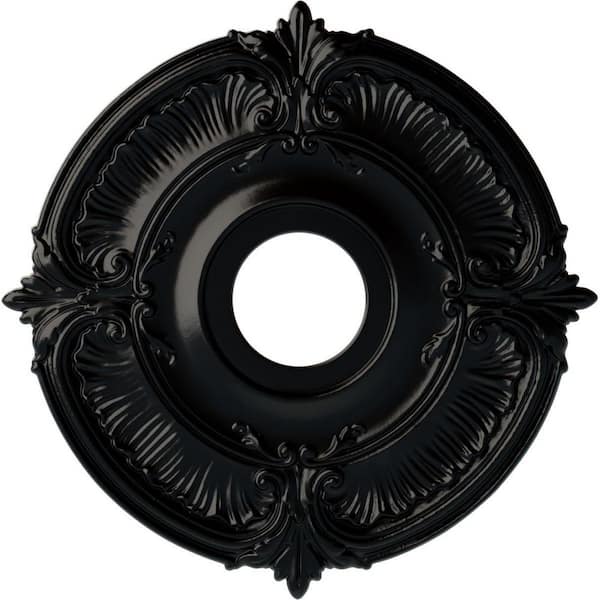 Ekena Millwork 18" x 4" I.D. x 5/8" Attica Urethane Ceiling Medallion (Fits Canopies upto 5"), Hand-Painted Jet Black