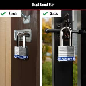Outdoor Padlock with Key, 1-9/16 in. Wide, 1-1/2 in. Shackle, 3 Pack