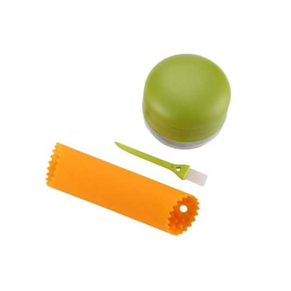 Garlic Prep Series Silver Finish Garlic Press Mincer Cutter Peeler Set with Storage and Cleaning Brush Kitchen Tool