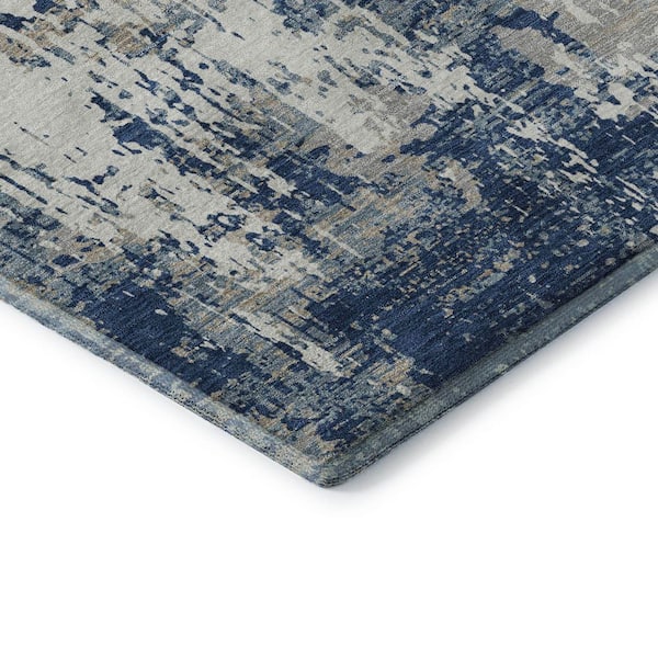Mayfield Premium Machine Washable Abstract AMF1008 Navy 8 ft. x 10 ft. Area Rug