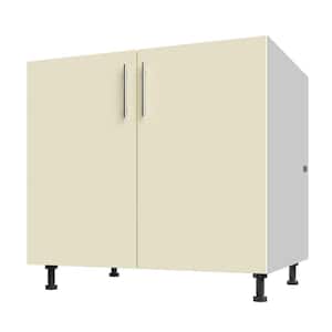 Miami Bluff Beige Matte 36 in. x 27 in. x 34.5 in. Flat Panel Stock Assembled Base Kitchen Cabinet Full Height