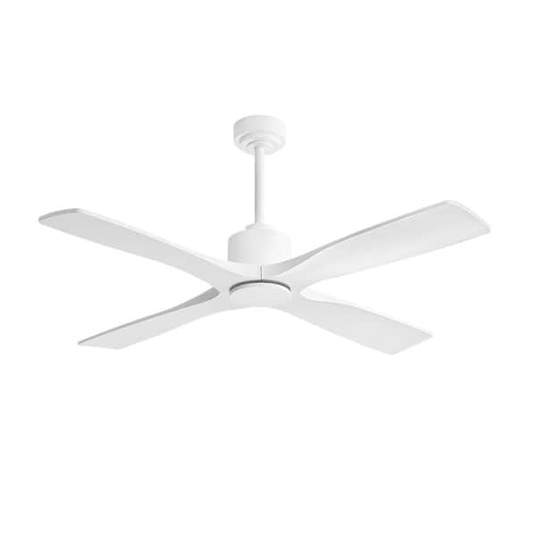 48 in. (4 ft.) DC Indoor Ceiling Fan with Remote, 4 Solid Wood Blades, White