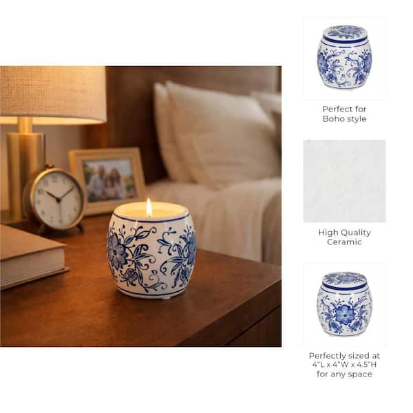 Liv & Skye 8 oz. Blue/White Lavender Verbena Scented Chinoiserie