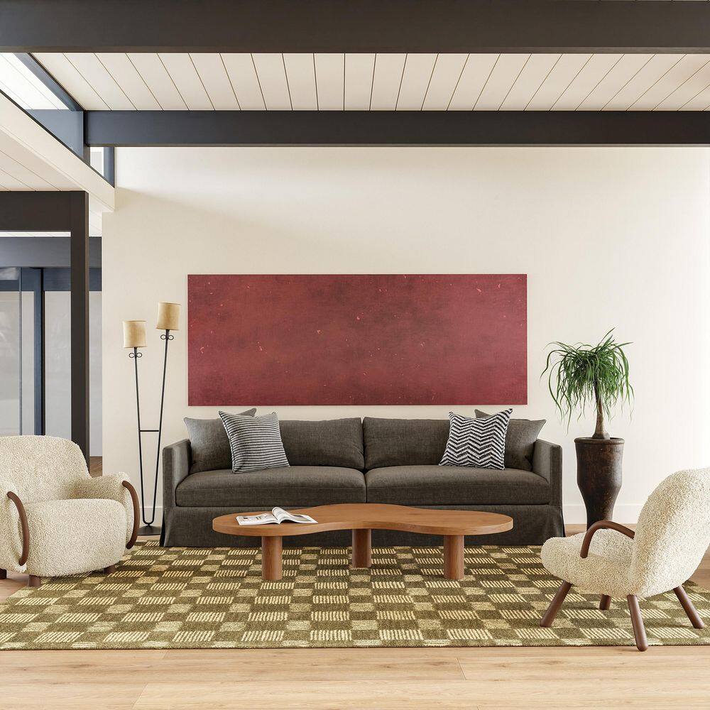 Olive and Beige Hand-Tufted Wool Rectangular Area Rug