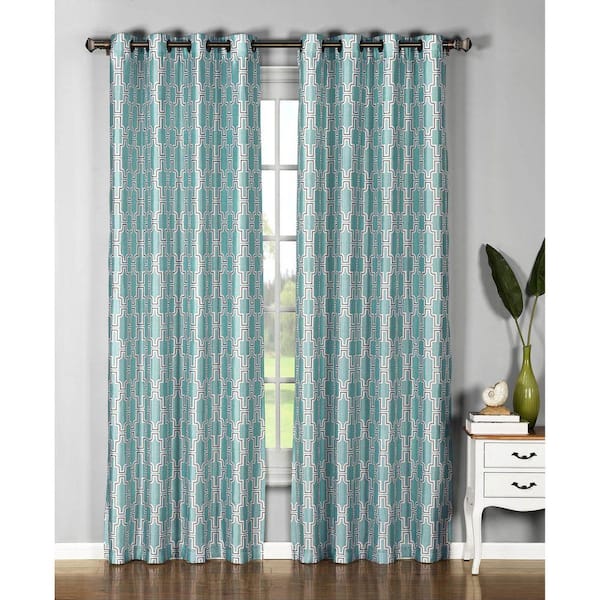 Window Elements Aqua Faux Silk Grommet Room Darkening Curtain - 54 in. W x 84 in. L