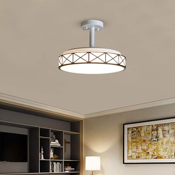 14 in. White Modern Dimmable Integrated LED Semi-Flush Mount with Black Trim,3CCT Ceiling Light for Bedroom,Dinning Room