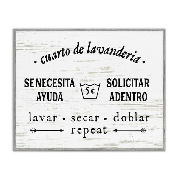 Stupell Industries Laundry Room Help Needed by Lettered and Lined Gray Framed Typography Giclee Art Print 24 in. x 30 in.
